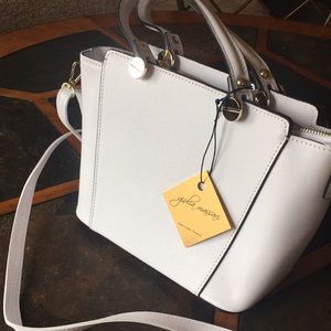 Giulia Massari White Keystone Leather Satchel